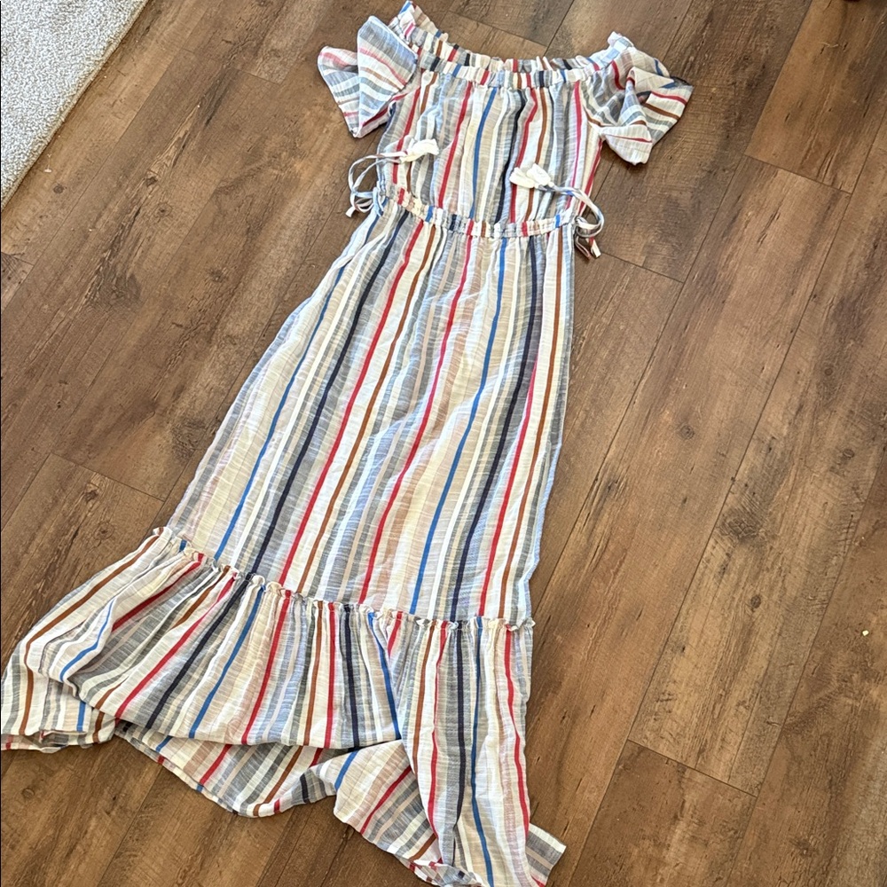 1. State Striped Off-Shoulder Dress - Multicolor
